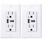 Faith Combination 4.6A USB Outlet and 15A TR Receptacle, White, PK 2 USB46-WH-02 - alternate 1
